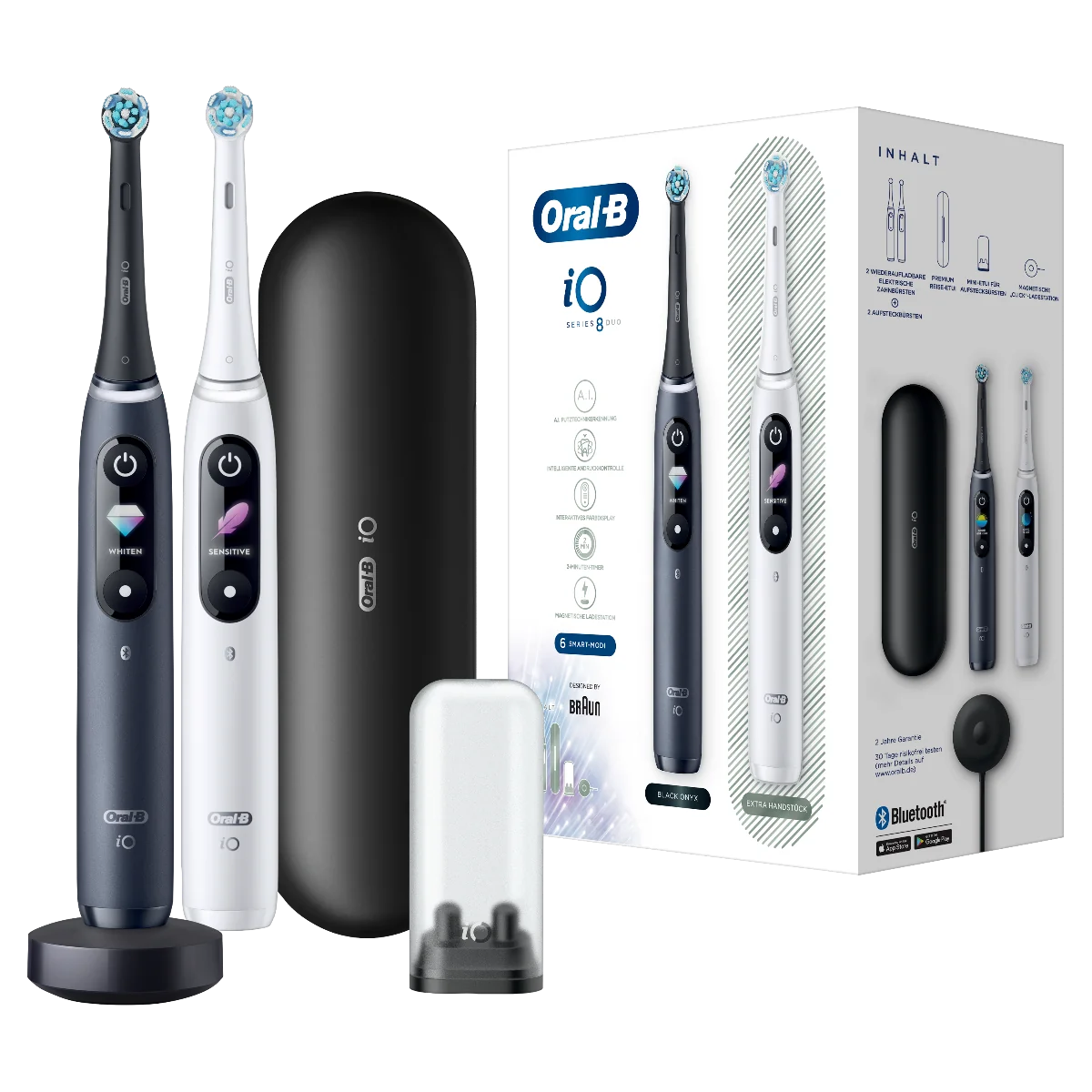 Oral-B iO8 Series Duo Black/White elektrický zubní kartáček 2 ks