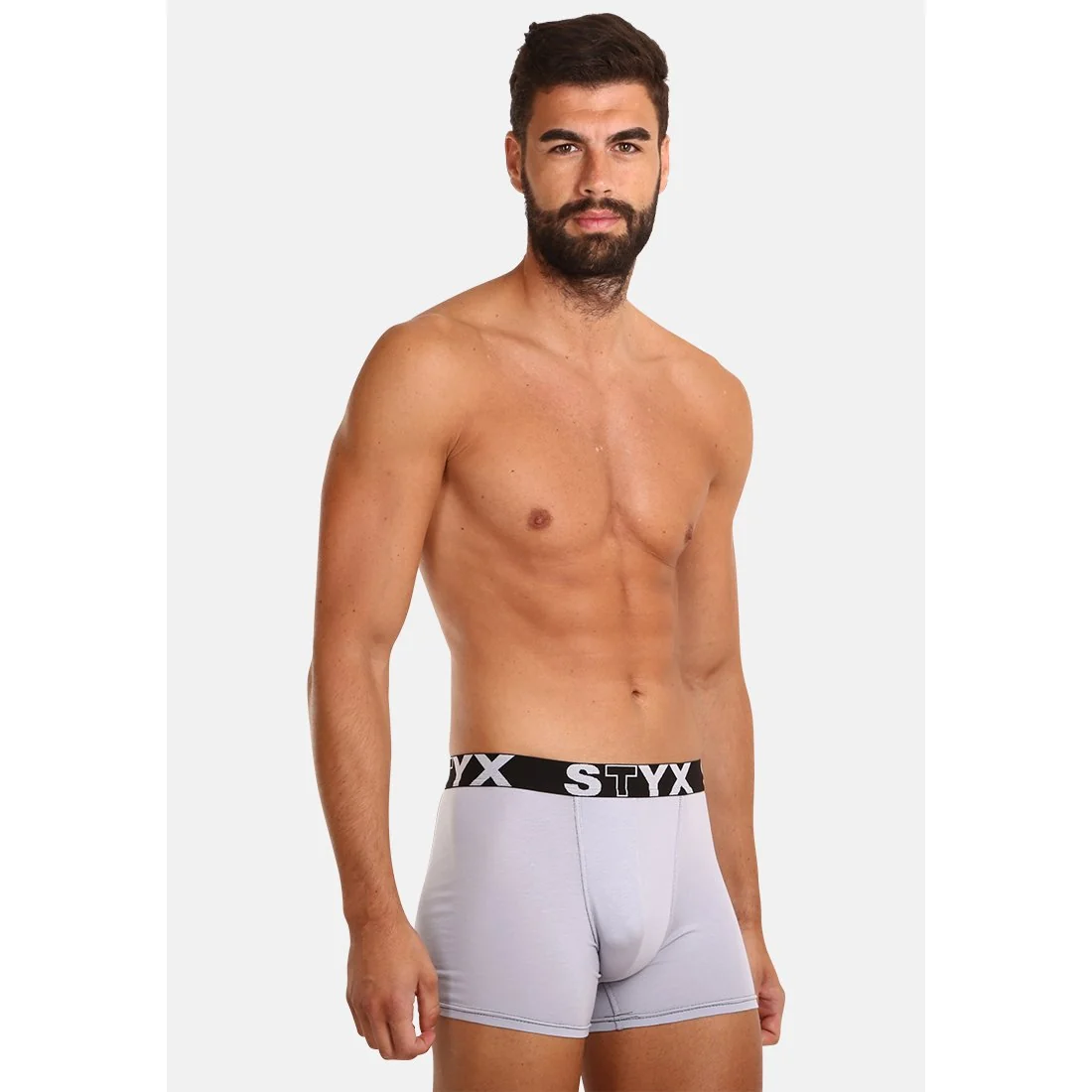 Styx Pánské boxerky long sportovní guma světle šedé (U1067) L