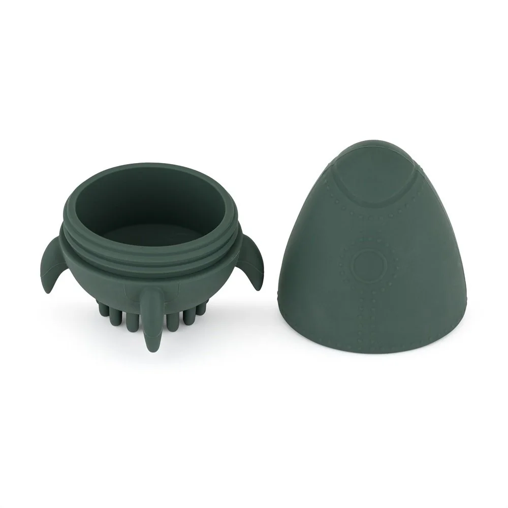 Petite&Mars Hračka silikonová do vody s kartáčkem Splashy Rocket Misty Green 6m+
