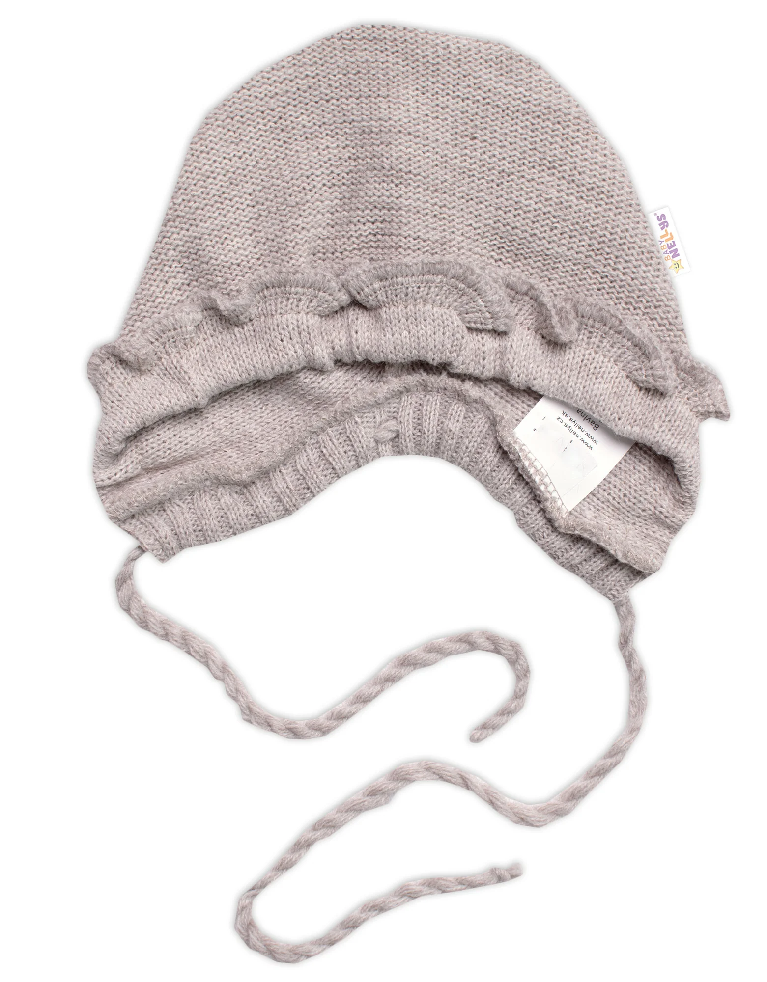 Baby Nellys Pletená čepička bonetka Girl, béžová, 68/74