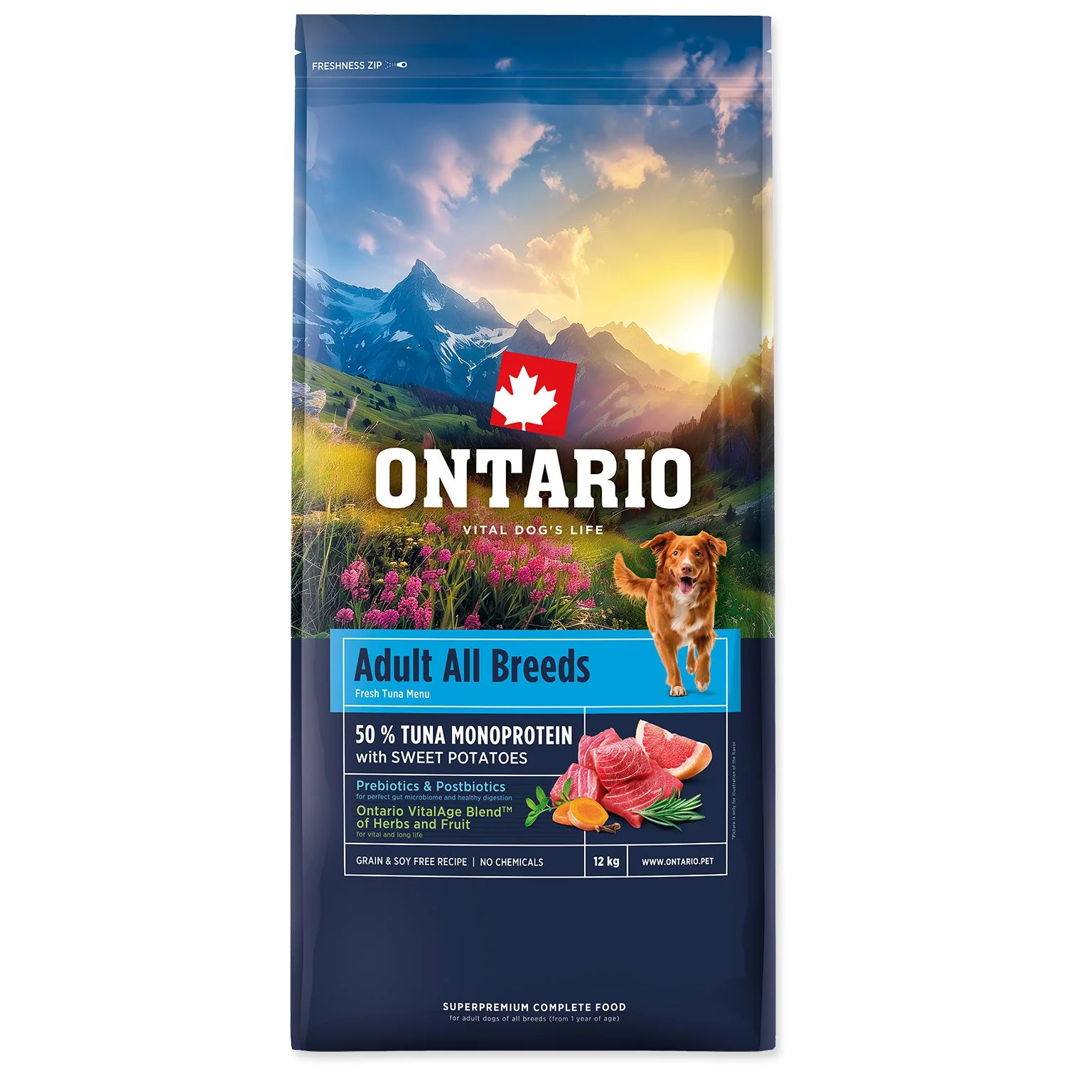 Ontario Krmivo Adult All Breeds Monoprotein Tuna & Sweet Potatoes 12kg
