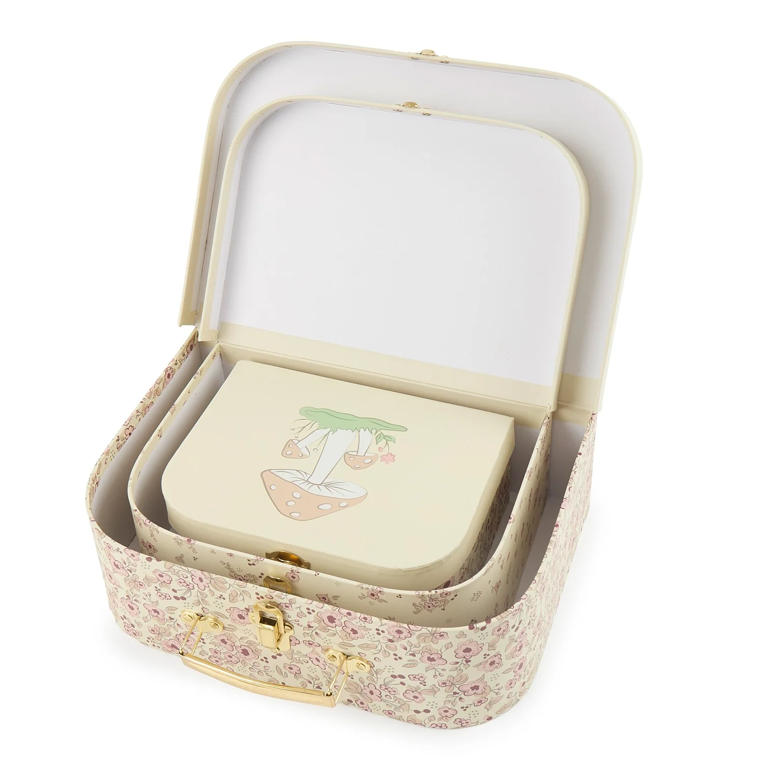 Bieco Sada tří kartonových kufříků - koloušek Ella - vintage flowers 