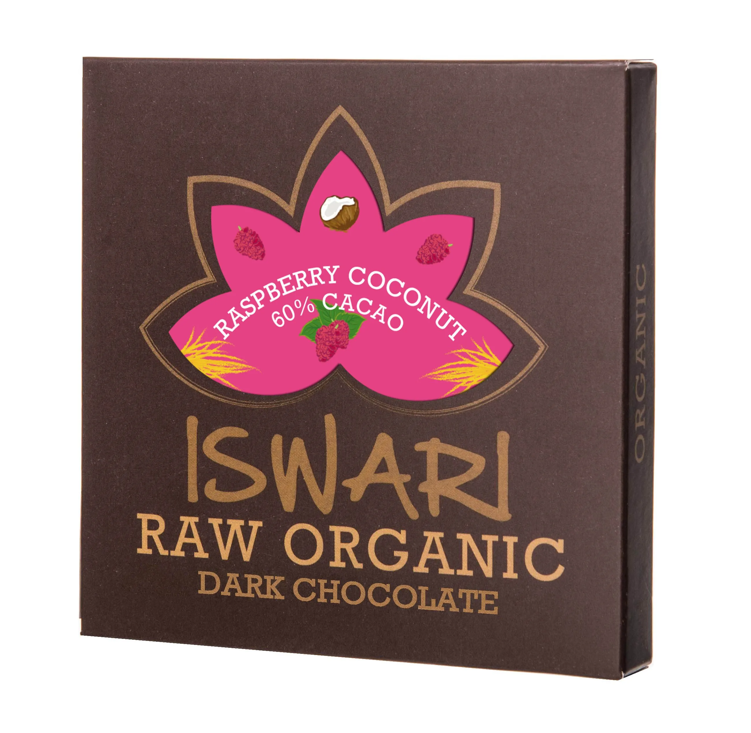 Iswari BIO RAW Čokoláda raspberry coconut 60% kakao 75 g