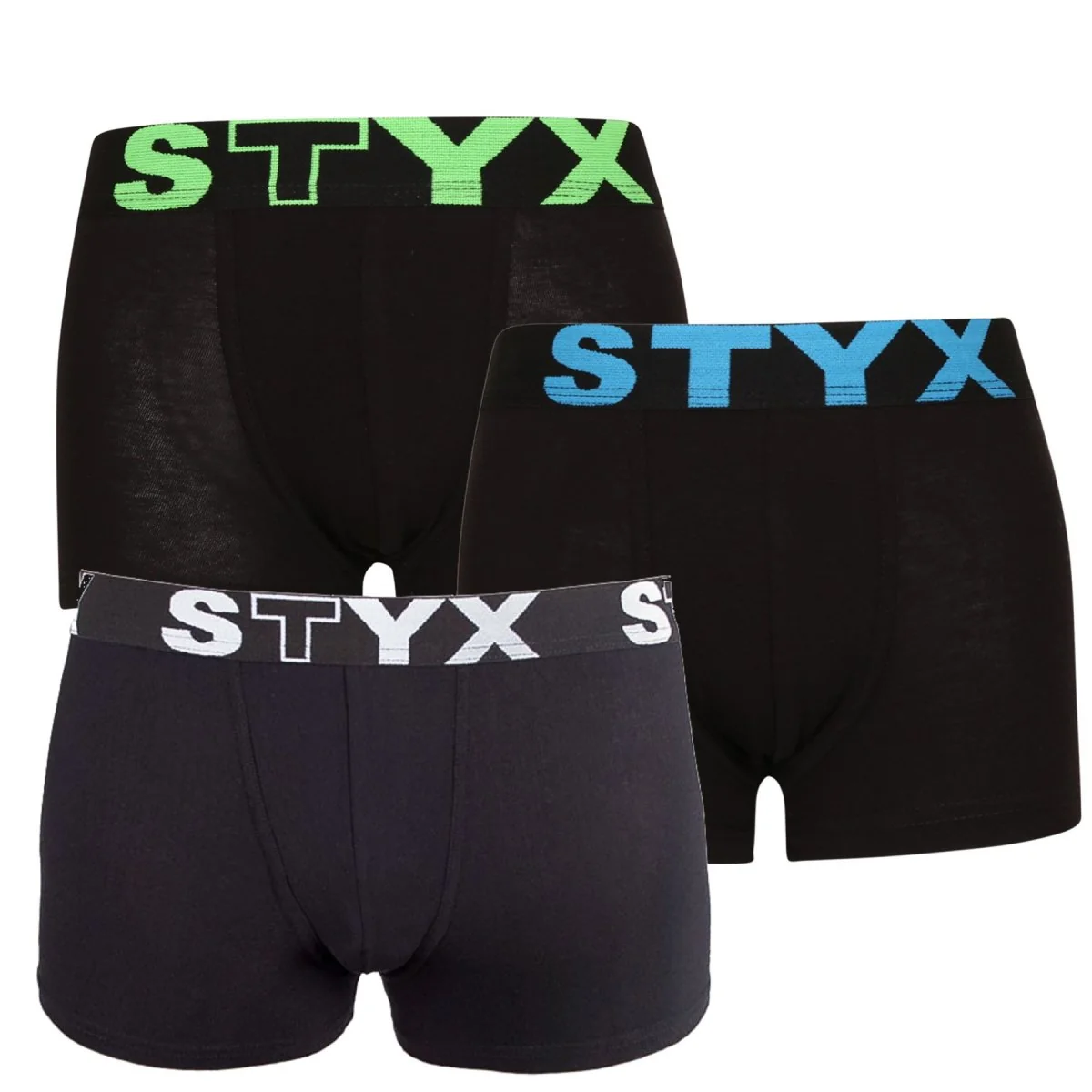 Styx 3PACK dětské boxerky sportovní guma černé (3GJ96012) 9-11 let