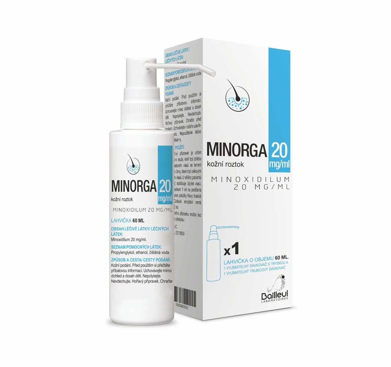 Minorga 20 mg/ml kožní roztok 60 ml