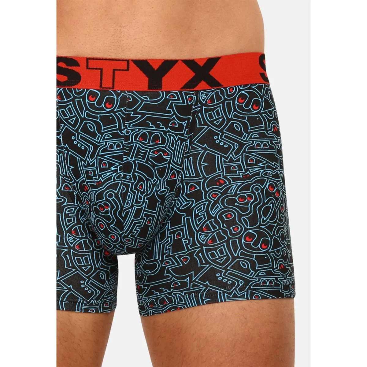 Styx Pánské boxerky long art sportovní guma doodle (U1256) XXL
