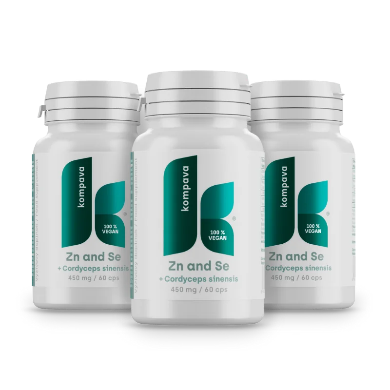 KOMPAVA Zinek a selen CORDYCEPS SINENSIS 450 mg / 60kapslí 