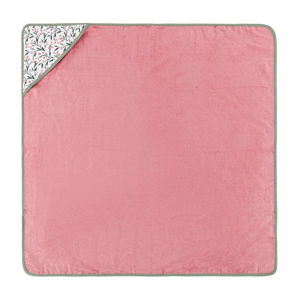 Petite&Mars Osuška bambusová s kapucí Loulou Pink Meadow 1 ks