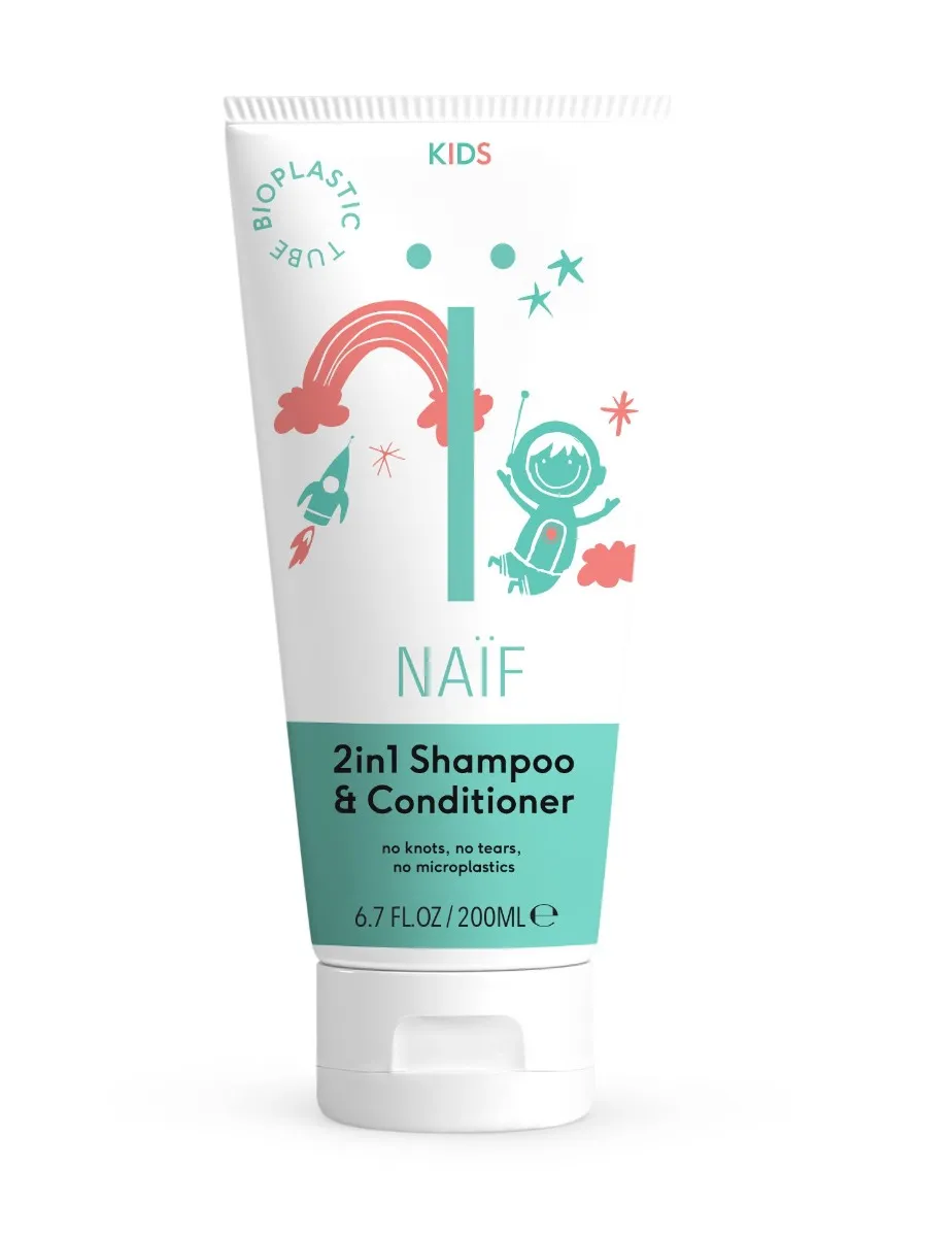 NAIF Dětský šampon a kondicionér 2v1 pro snadné rozčesávání 200 ml