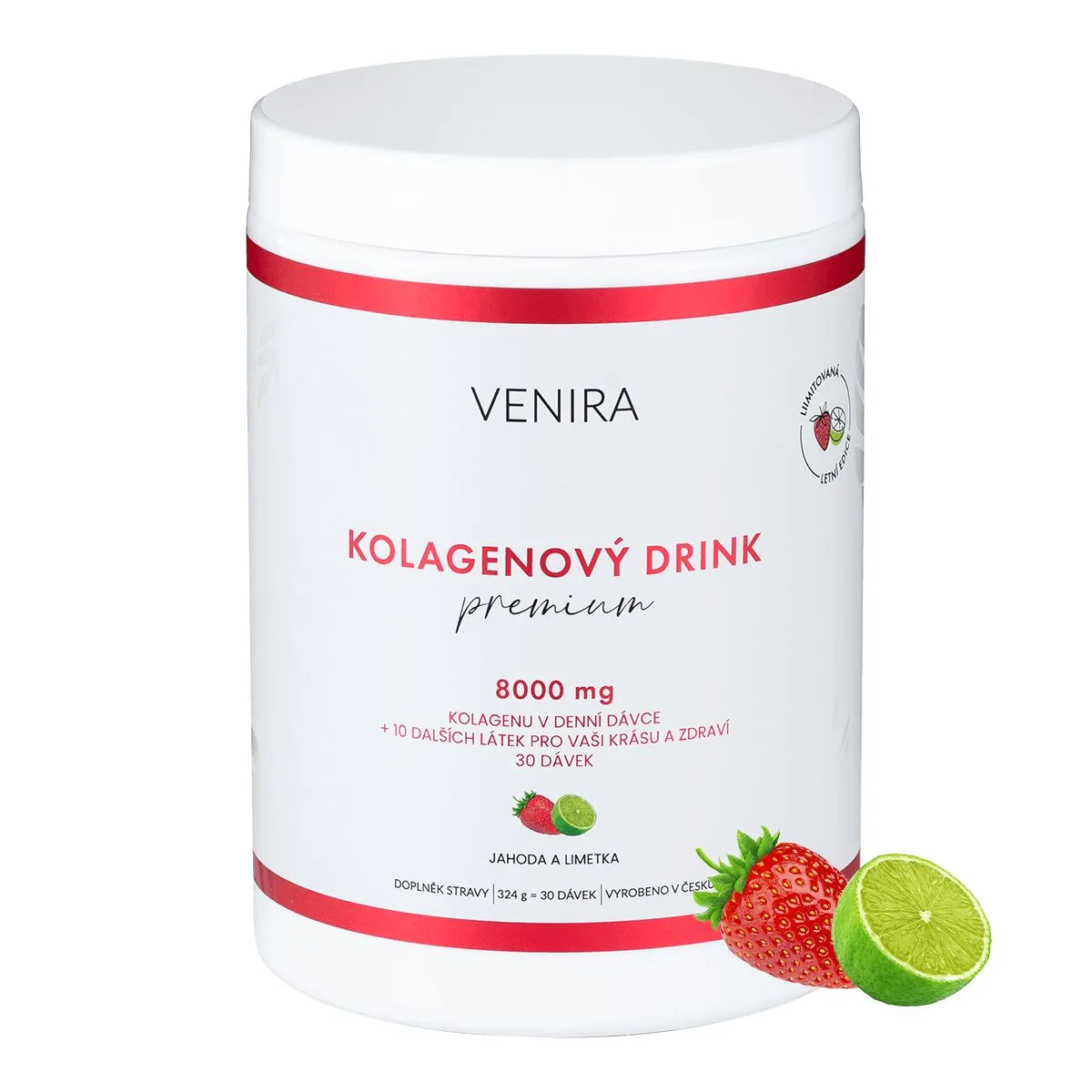 Venira Premium kolagenový drink jahoda a limetka 324 g