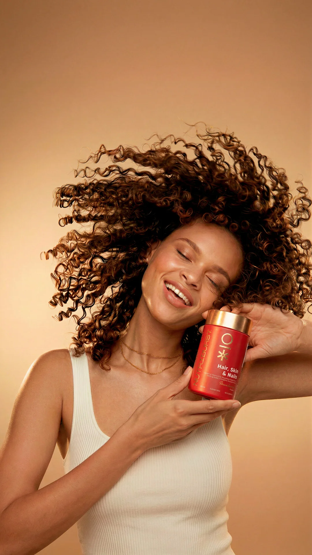 Nutriburst Premium Hair, Skin, Nails gummies s biotinem, vitamíny, zinkem 60 ks jahoda