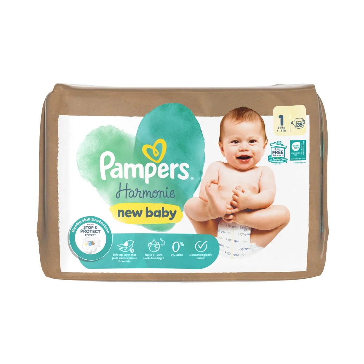 Pampers Harmonie New Baby vel. 1 2–5 kg dětské pleny 35 ks