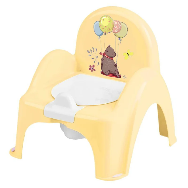 Tega Baby Dětský nočník s melodií a víkem, ergonomický - Medvídek v žluté
