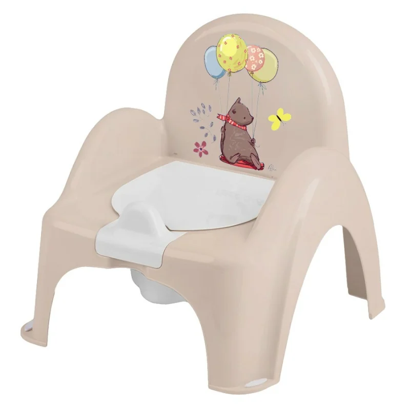 Tega Baby Dětský nočník s melodií a víkem, ergonomický - Medvídek v béžové