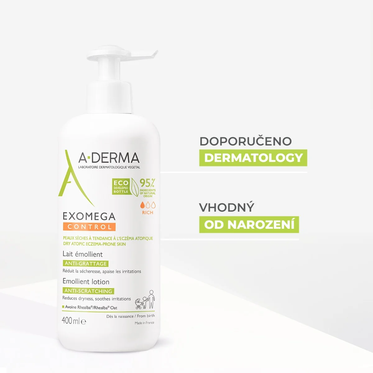 A-Derma Exomega Control Emolienční mléko pro suchou kůži se sklonem k atopii 400 ml