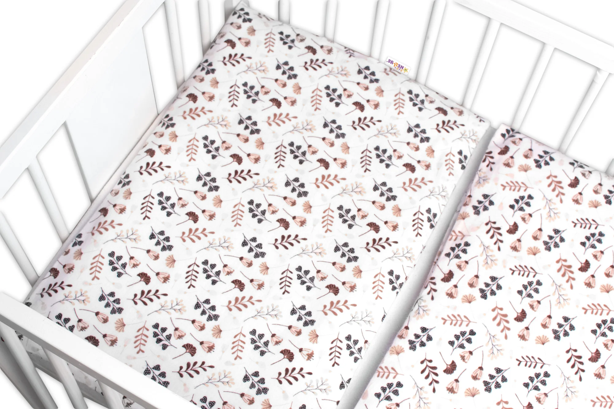 Baby Nellys Povlečení do postýlky, 2D sada flanel - Louka, béžová/bílá
