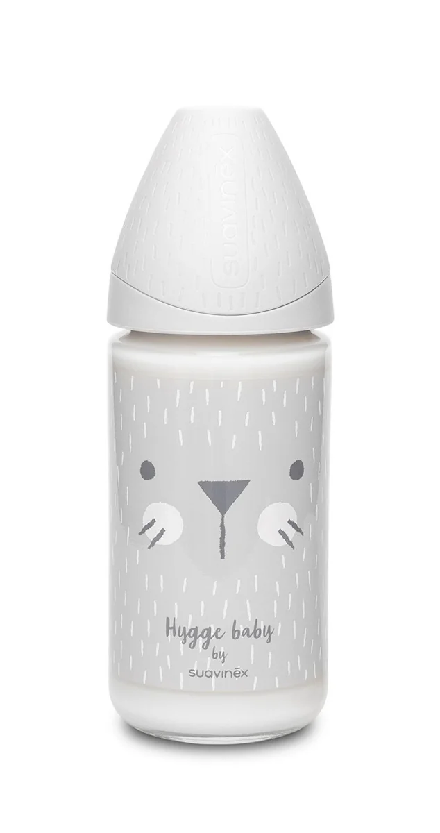 Suavinex Premium Hygge Láhev skleněná 0m+ 240 ml 1 ks šedá