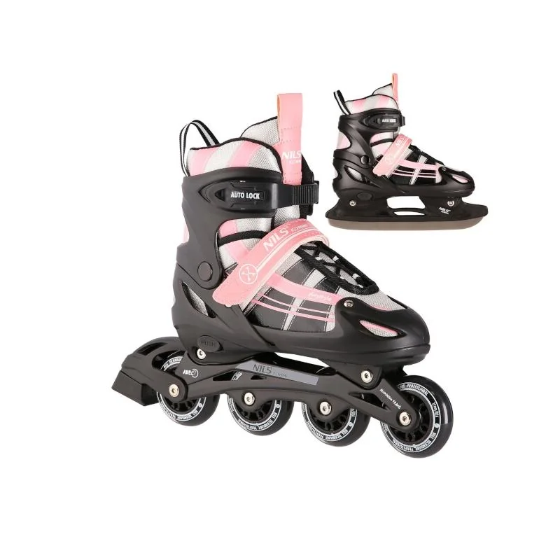 NILS EXTREME Brusle NH18366A 2v1 černo-růžové Velikost: L(39-42)