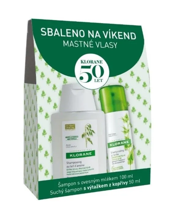 KLORANE Šampon s ovesným mlékem 100ml + Suchý šampon s výtažkem z kopřivy 50ml