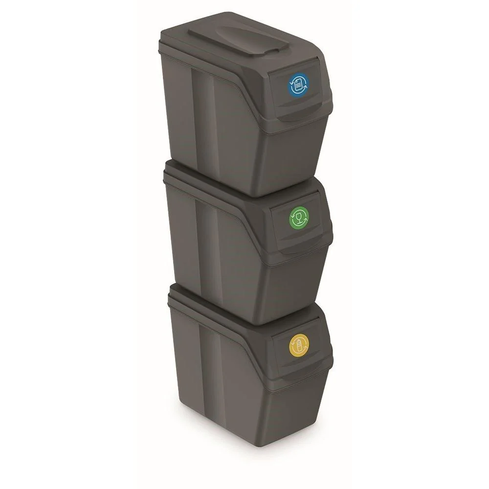 Prosperplast Odpadkový koš SORTIBOX 3 x 20 l šedý kámen