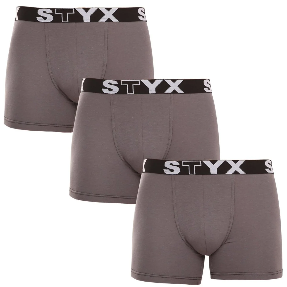 Styx 3PACK pánské boxerky long sportovní guma tmavě šedé (3U1063) M
