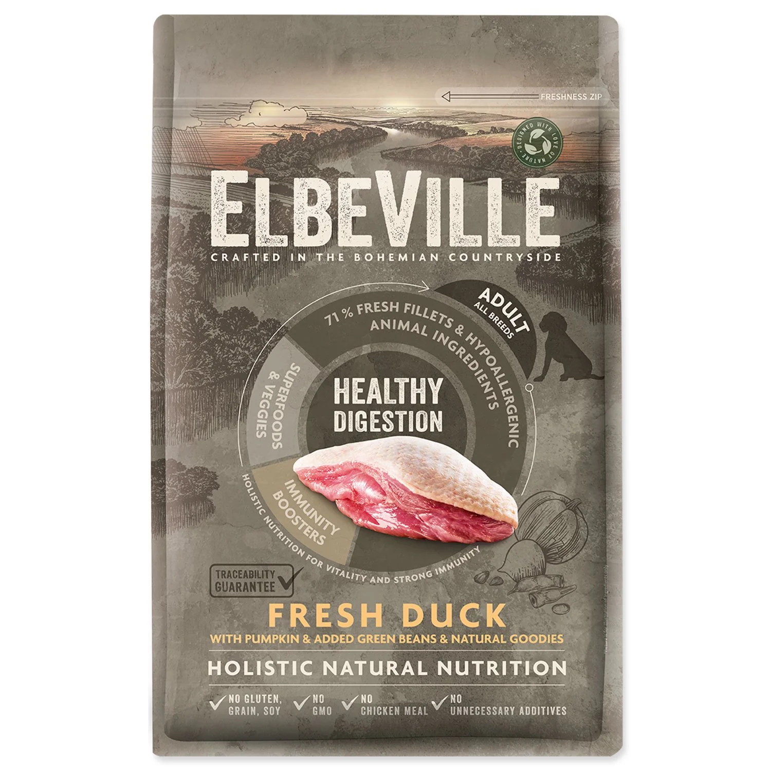 Elbeville Krmivo Adult All Breeds Healthy Digestion Fresh Duck 4kg