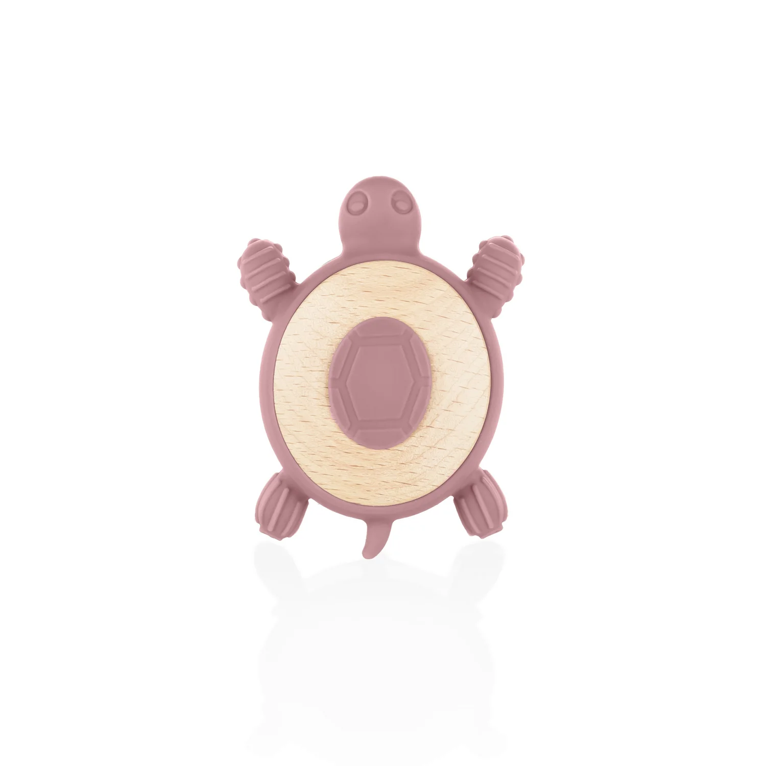 Zopa Silikonové dřevěné kousátko Turtle, Old Pink 1