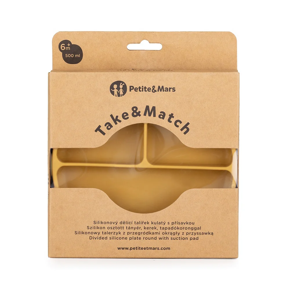 Petite&Mars Take&Match Silikonový talířek dělicí kulatý 6m+ 1 ks intense ochre