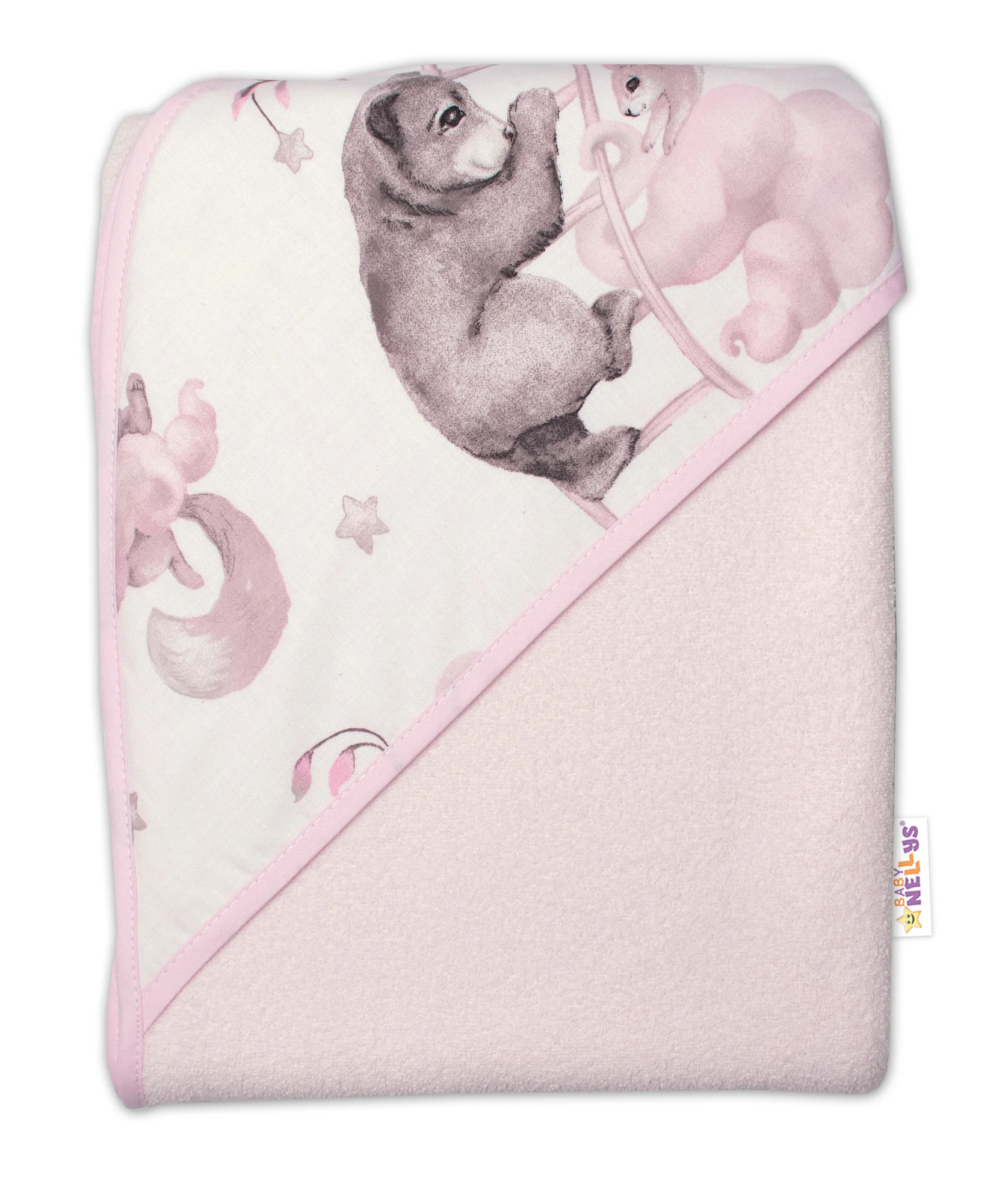 Baby Nellys 6-ti dílná výhod. sada s dárkem pro miminko , 135x100 Zvířátka na mráčku,růžová