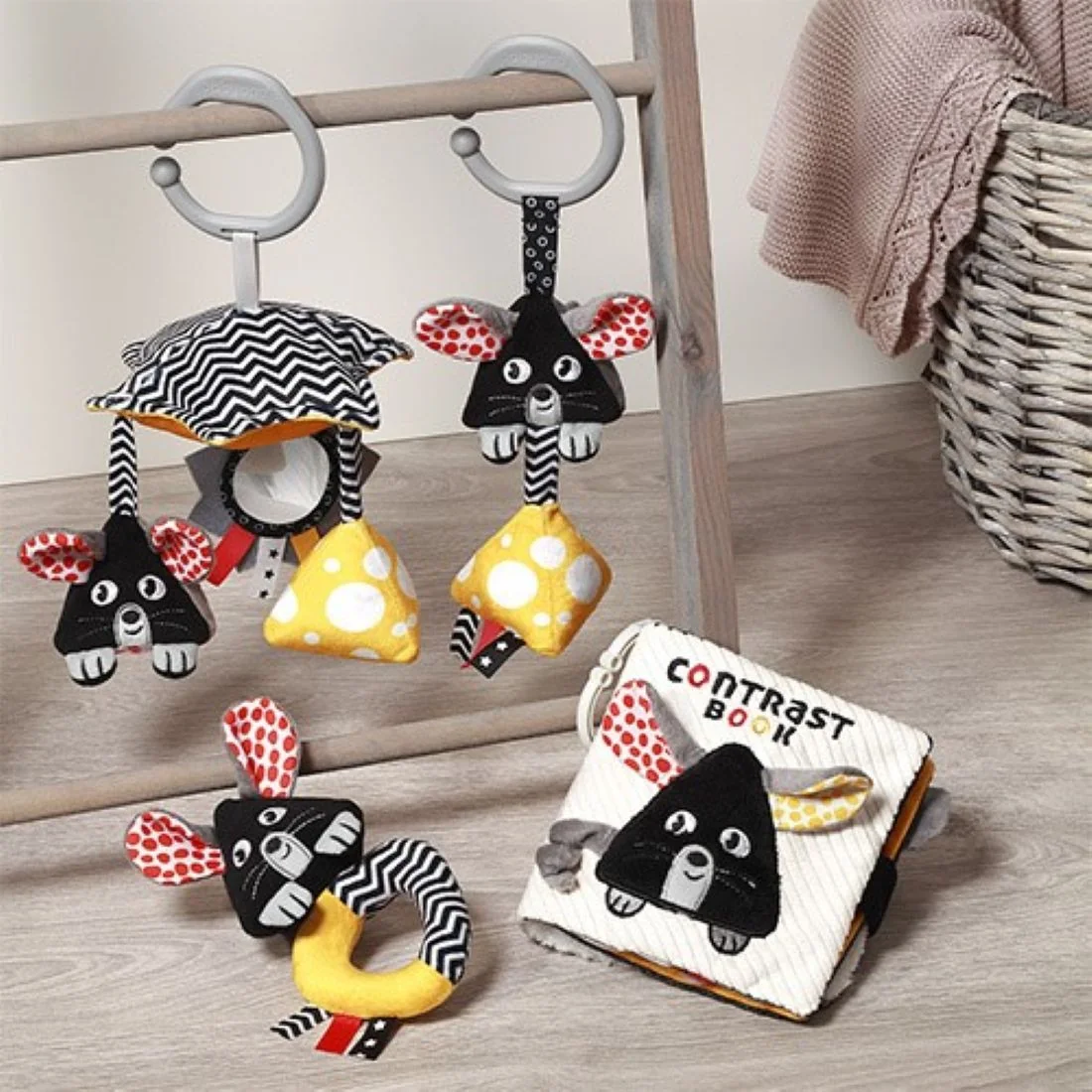 Babyono Závěsná kontrastní hračka Mouse