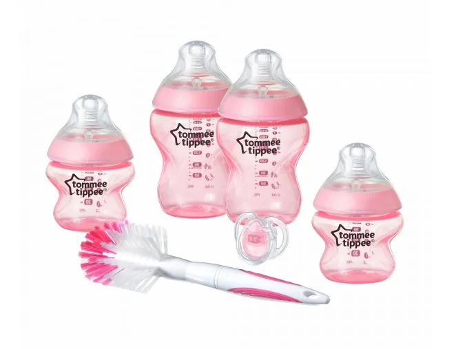 Tommee Tippee Sada kojeneckých lahviček C2N s kartáčem růžová