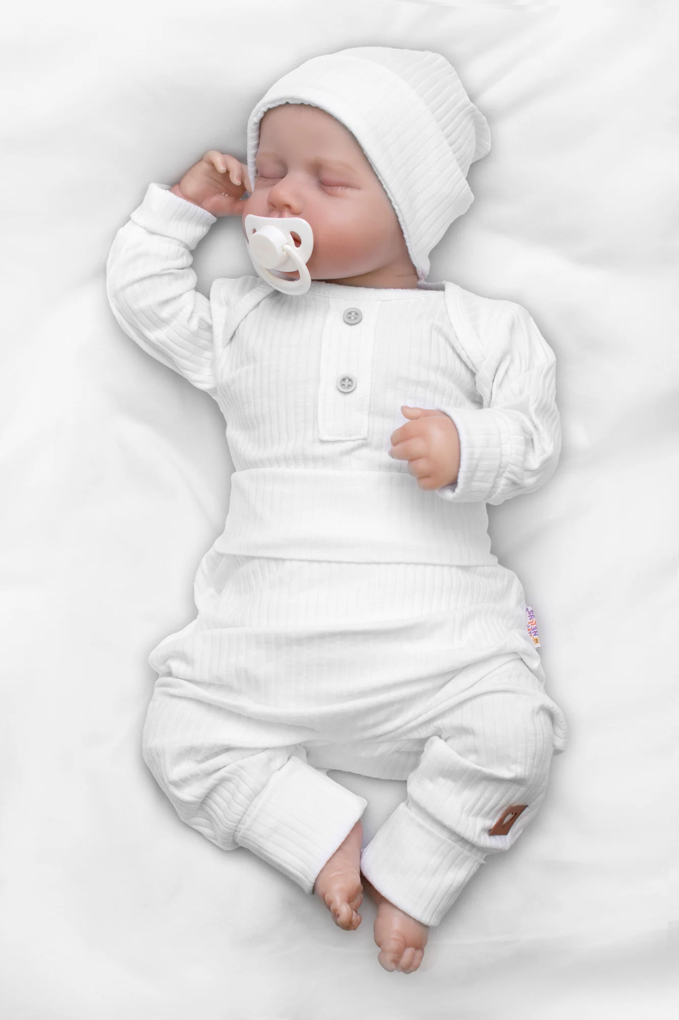 Baby Nellys Žebrovaná rostoucí souprava 3D, Baby Boy - bílá, vel 68/74