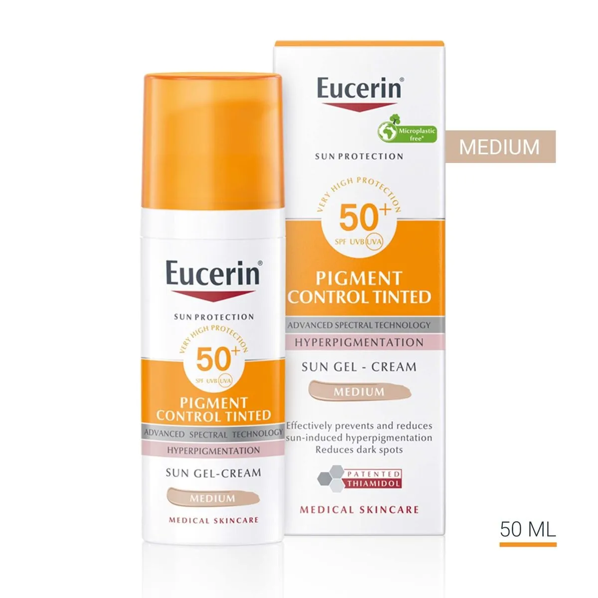 Eucerin Pigment Control Emulze na opalování na obličej s depigmentačním účinkem SPF 50+ středně tmavá 50 ml