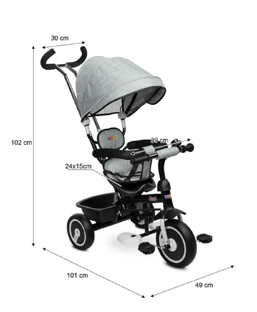 Toyz Tříkolka Buzz, šedá, červená 