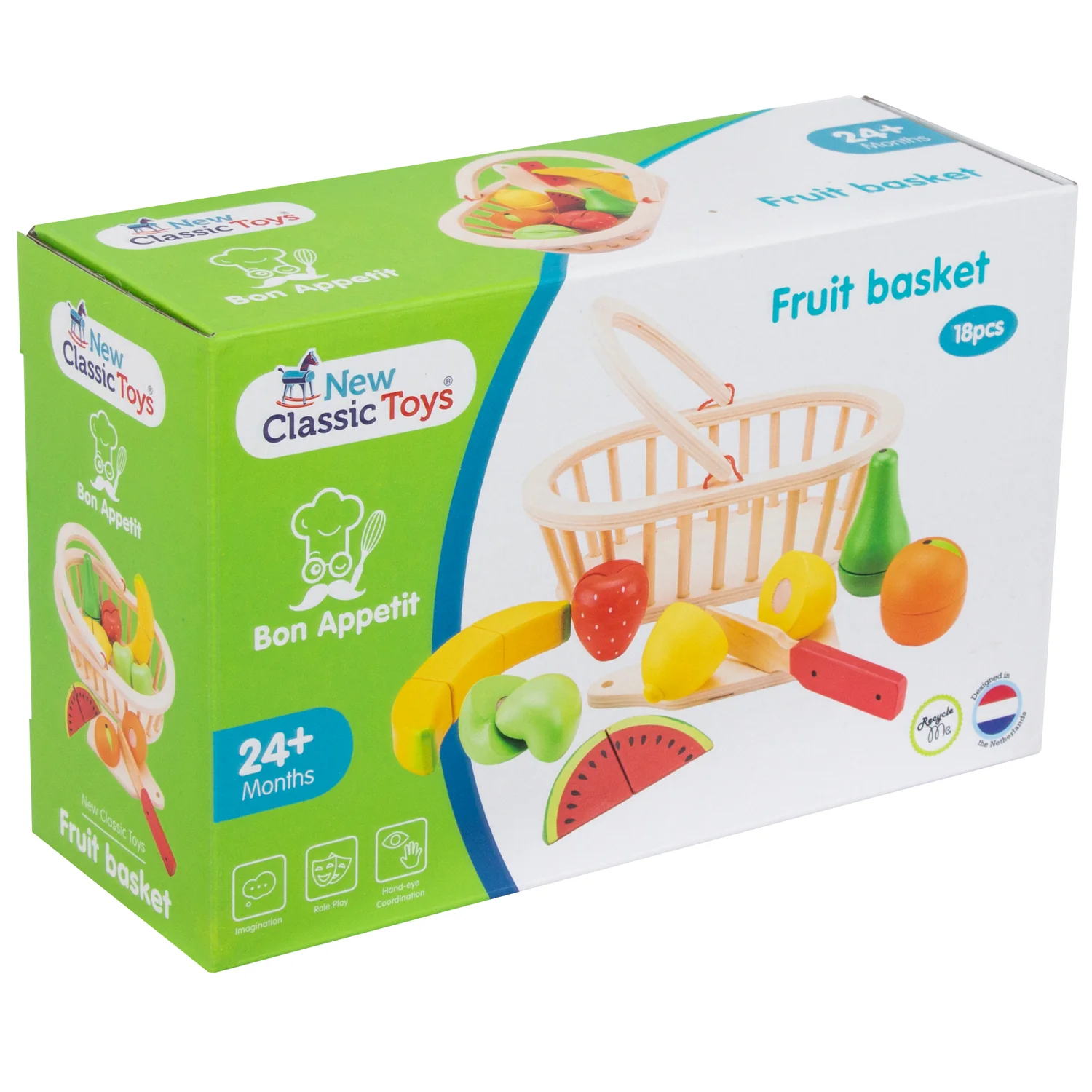 New Classic Toys Sada krájení - košík s ovocem
