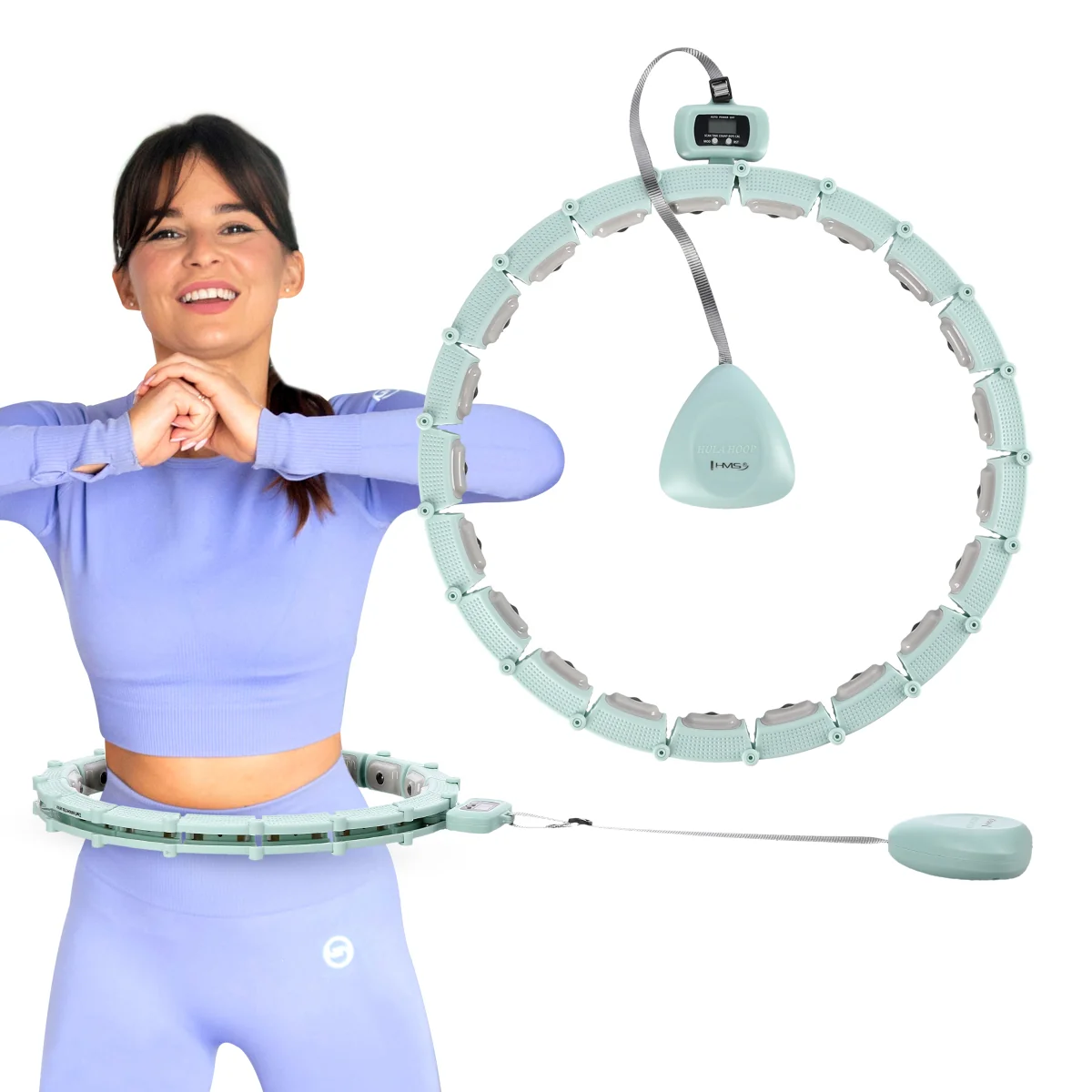 HMS Masážní hula hoop HHM14 se závažím a počítadlem zelená