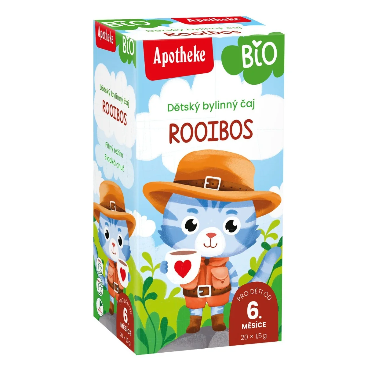 Apotheke BIO Dětský čaj Rooibos pro běžné pití nálevové sáčky 20x1,5 g