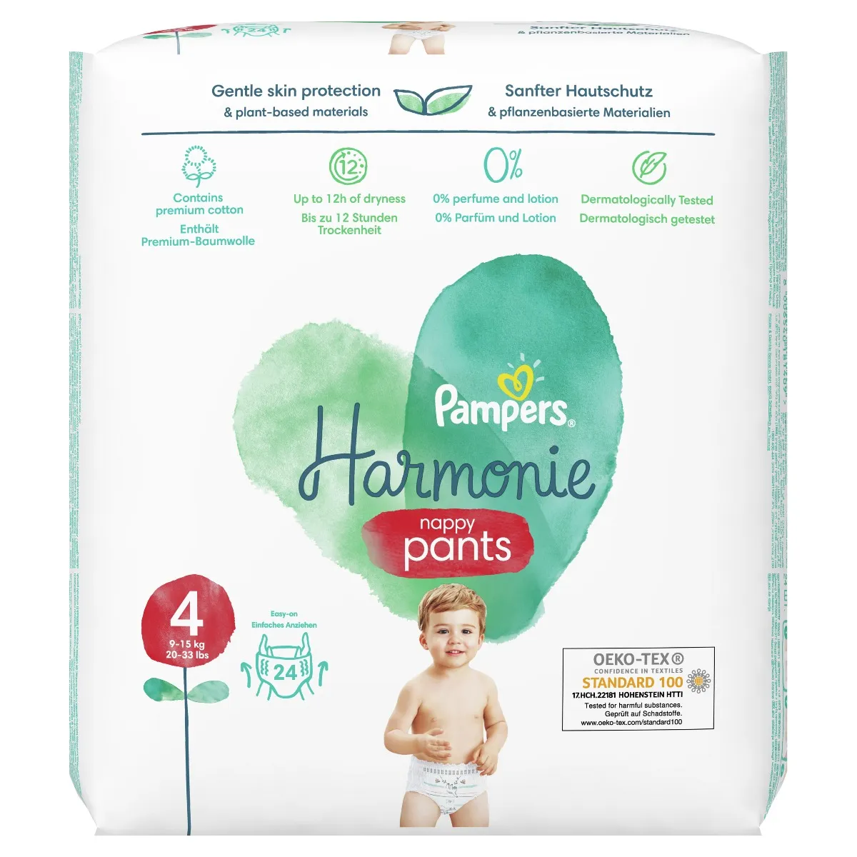 Pampers Harmonie Pants vel. 4 9–15 kg dětské plenkové kalhotky 24 ks