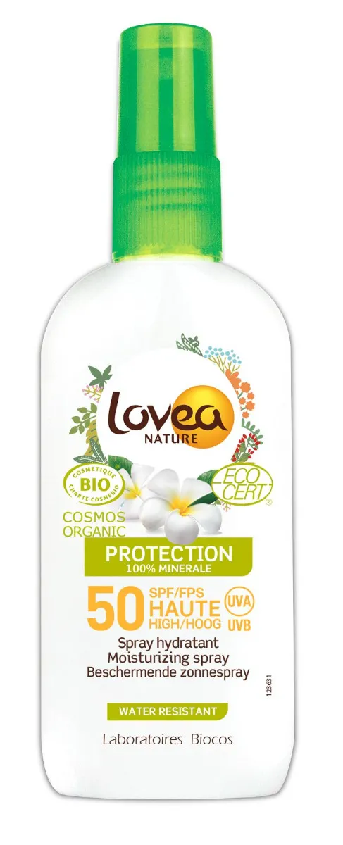 Lovea BIO Voděodolné ochranné mléko na opalování ve spreji SPF50 200 ml