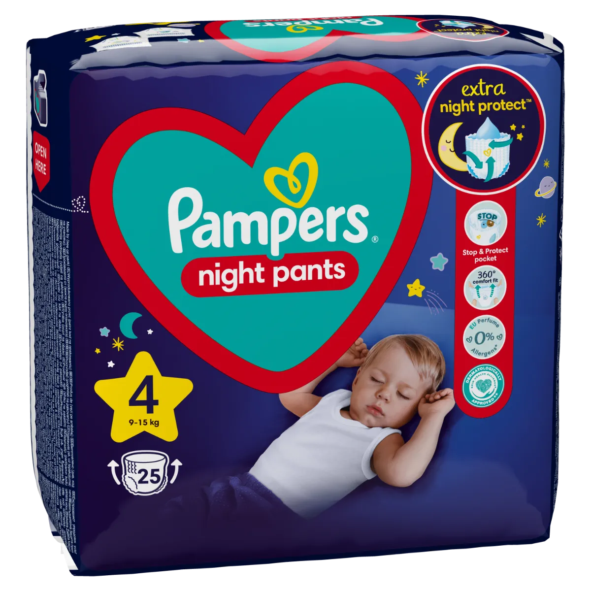 Pampers Night Pants vel. 4 9–15 kg dětské plenkové kalhotky 25 ks