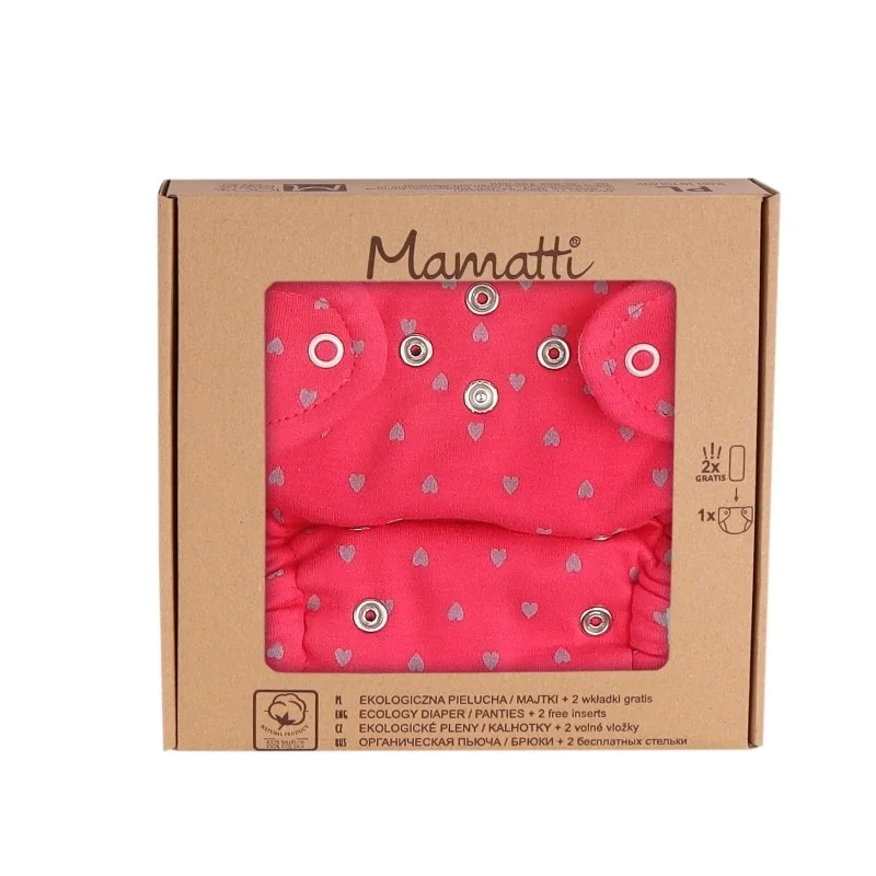 Mamatti Mamatti Látková plenka EKO sada - kalhotky + 2 x plenka, vel. 5 - 14 kg, Hearts
