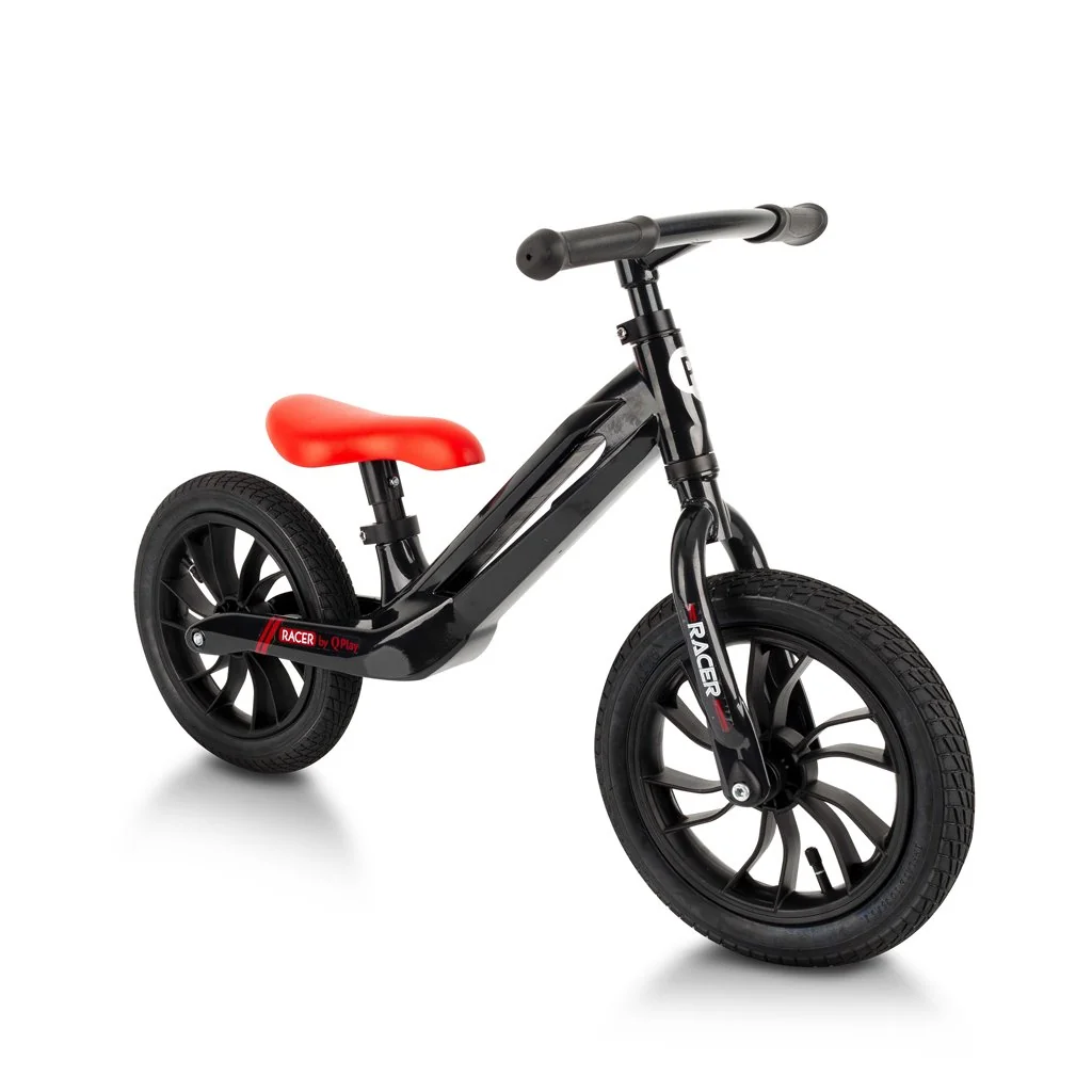 QPlay Odrážedlo Racer air (Titanium) Black/ Red, věk 3 - 6 let, do 30 kg