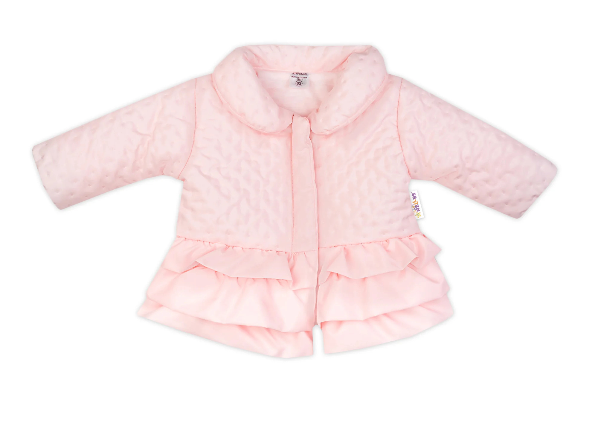 Baby Nellys Dětská přechodová bundička s volánky, světle růžová, vel. 92