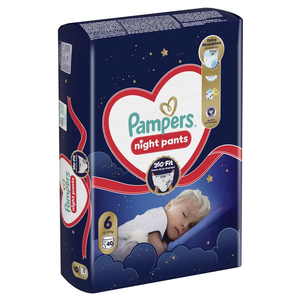 Pampers Night Pants vel. 6 13–19 kg dětské plenkové kalhotky 40 ks