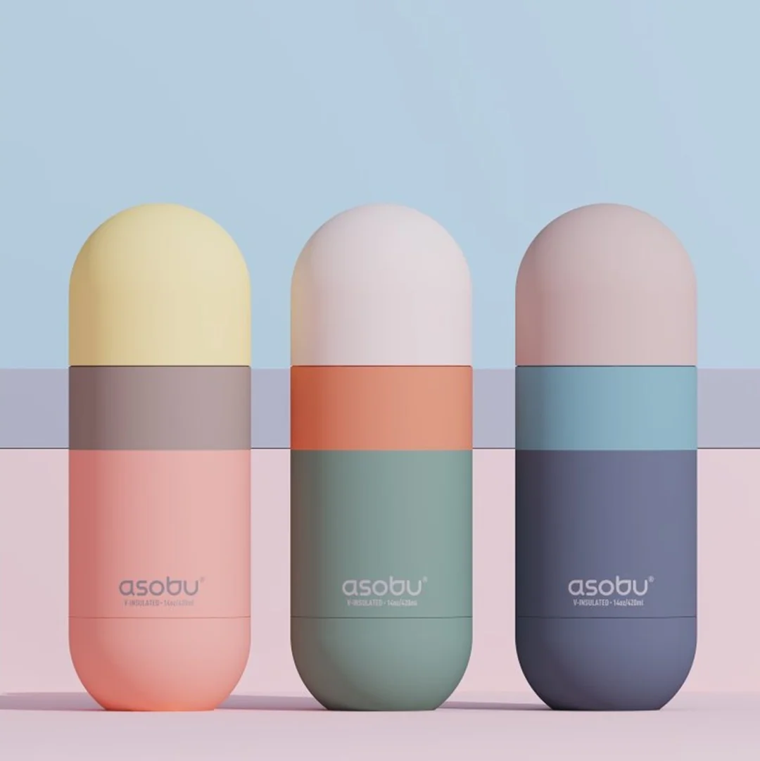 ASOBU ORB cestovní termoska PASTEL PEACH/ORANGE 420ml Cestovní termoska