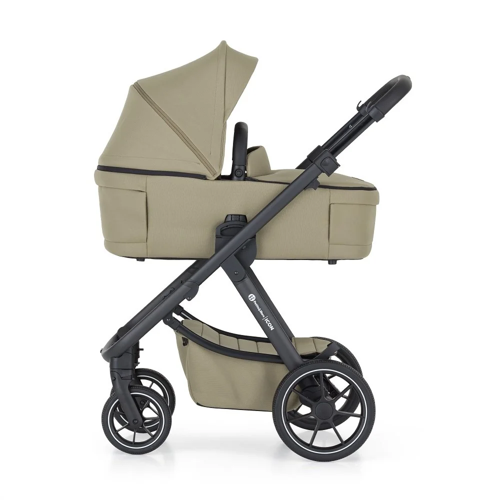 Petite&Mars Kočárek kombinovaný ICON 2v1 Mossy Green LITE RWS + autosedačka, základna