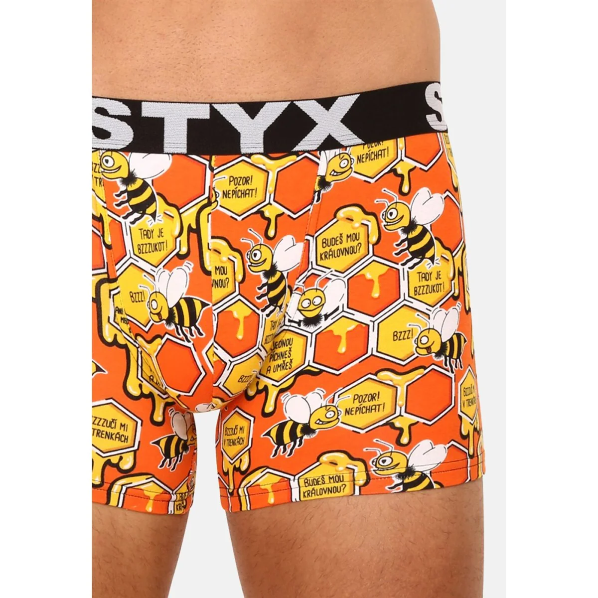 Styx Pánské boxerky long art sportovní guma včelky (U1654) XL