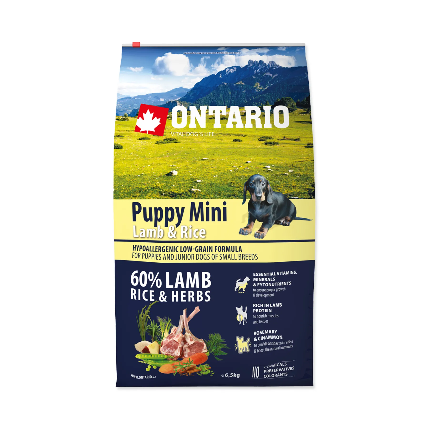 Ontario Puppy Mini Lamb&Rice granule 6,5 kg
