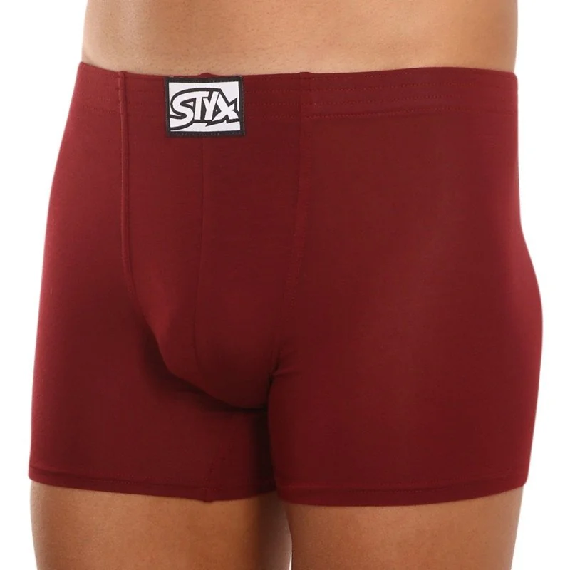 Styx Pánské boxerky long klasická guma vínové (F1060) M
