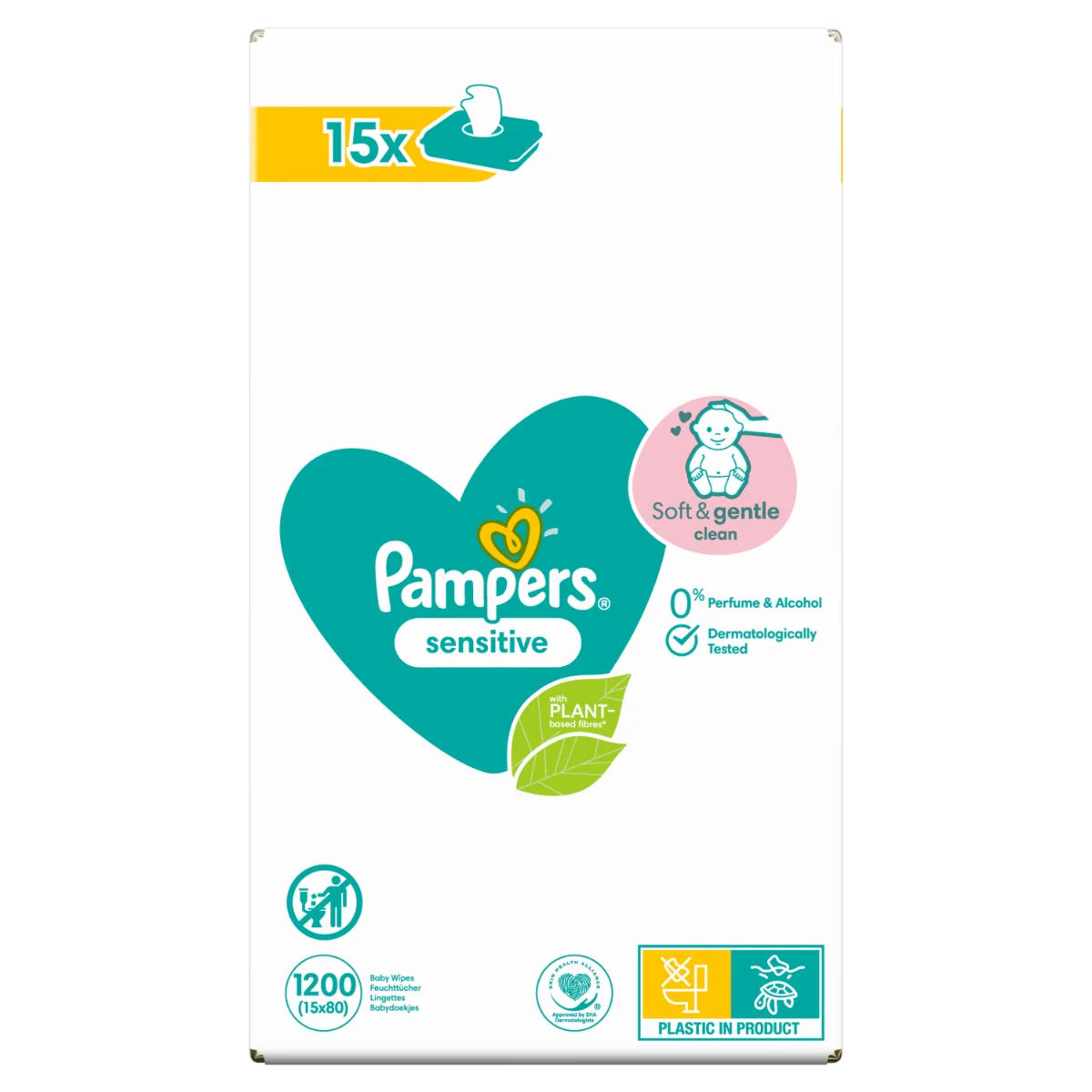 Pampers Sensitive vlhčené ubrousky 15x80 ks